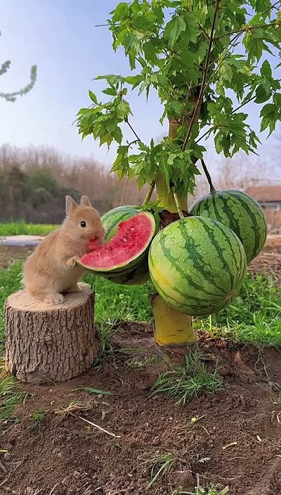 Bunny Eating Watermelon | Bunny Funny Moments | Cute Pets | Funny Animals #animals #pets #bunnyfun