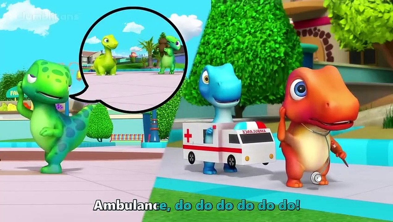 Ambulance Pretend Play Song - Jumblikans Learning Songs - ChuChuTV Dinosaur Cartoon for Children