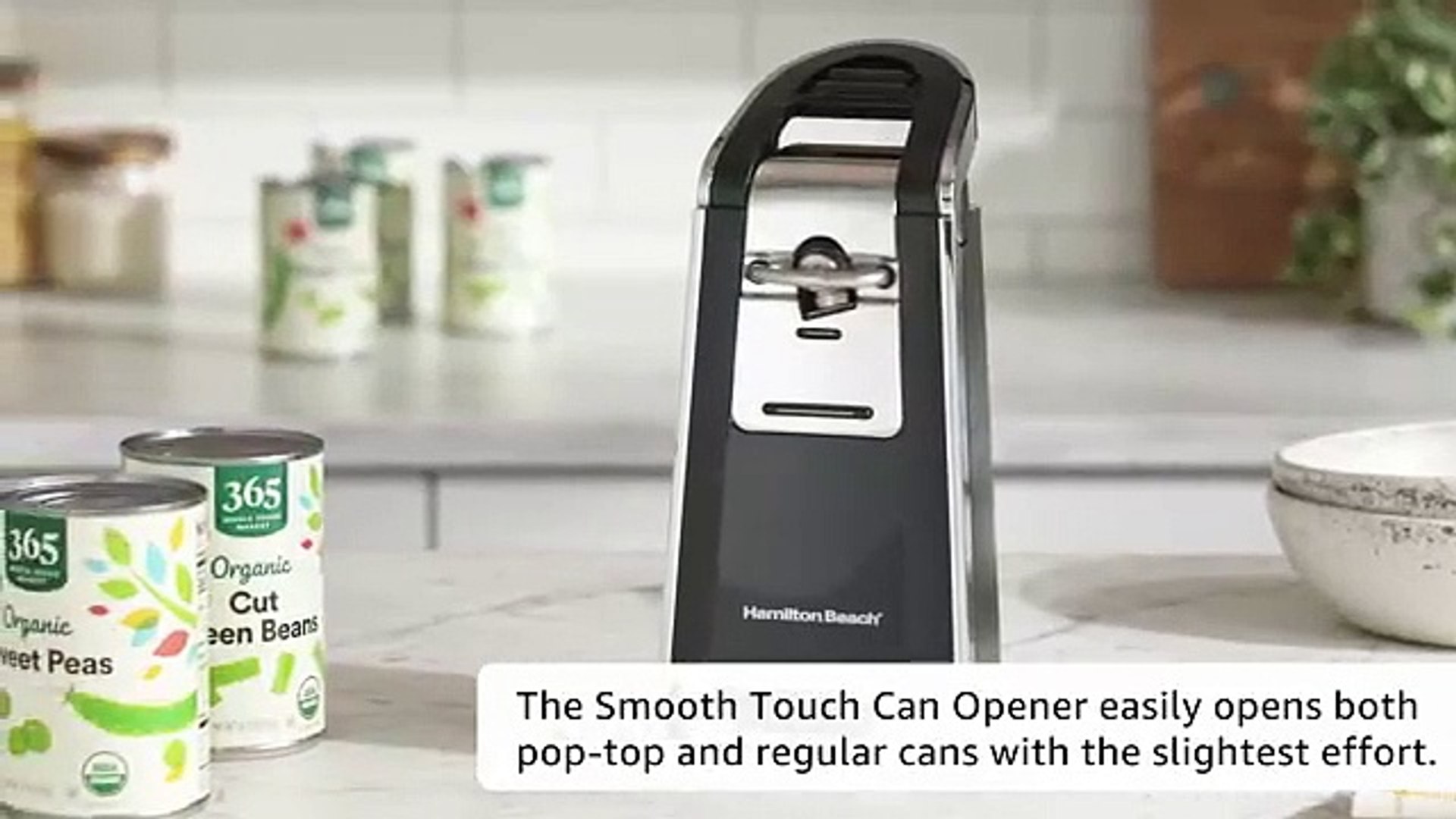 Hamilton Beach Automatic Can Opener with Easy Push Down Lever, Opens All  Standard-Size and Pop-Top Cans, Extra Tall, Black and Chrome Home & Kitchen  - video Dailymotion