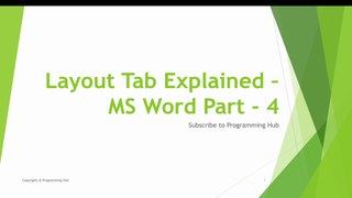 Layout Tab of MS Word Explained | MS Word Part - 4 | Programming Hub