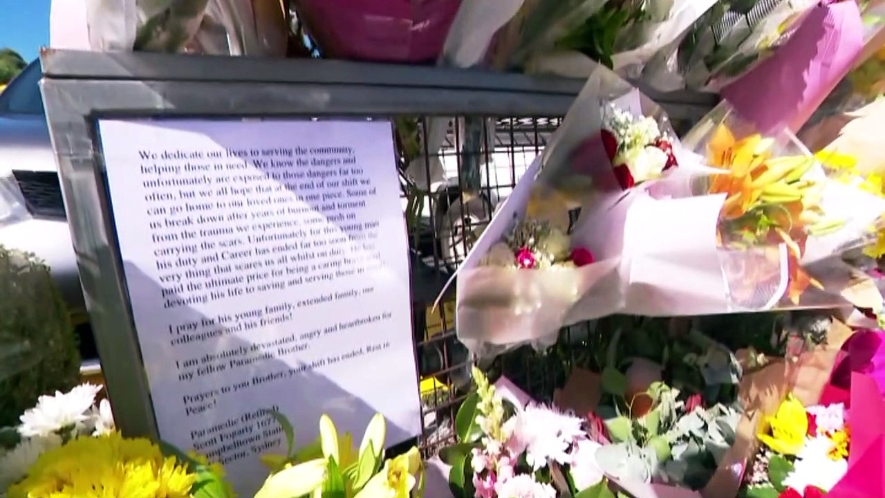 Floral tribute laid for murdered NSW paramedic as family speaks for first time