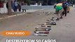 Destrucción de caños de escape en San Pedro de Jujuy