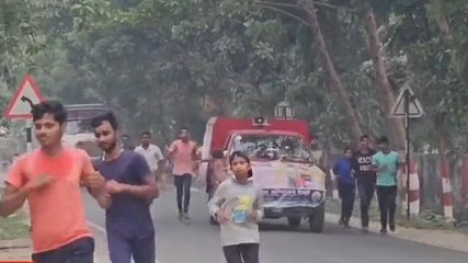 सुपौल: आग से बचाव की जागरूकता के लिए मैराथन का किया गया आयोजन, देखें लोगों का जोश