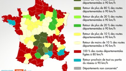 Voici la carte des départements qui sont repassés aux 90 km/h sur les routes