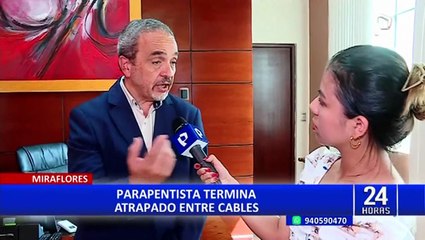 Miraflores: parapentista termina atrapado entre cables