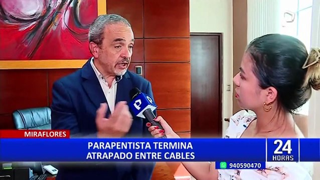 Miraflores: parapentista termina atrapado entre cables