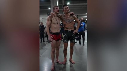 UFC: Arnold Allen embraces Max Holloway backstage after defeat in Kansas City