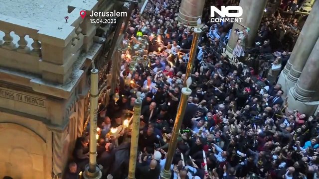 Orthodox Christians take part in the Holy Fire ritual in Jerusalem