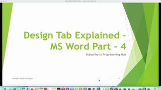 Design Tab in MS Word Explained | MS Word Part - 5 | Programming Hub