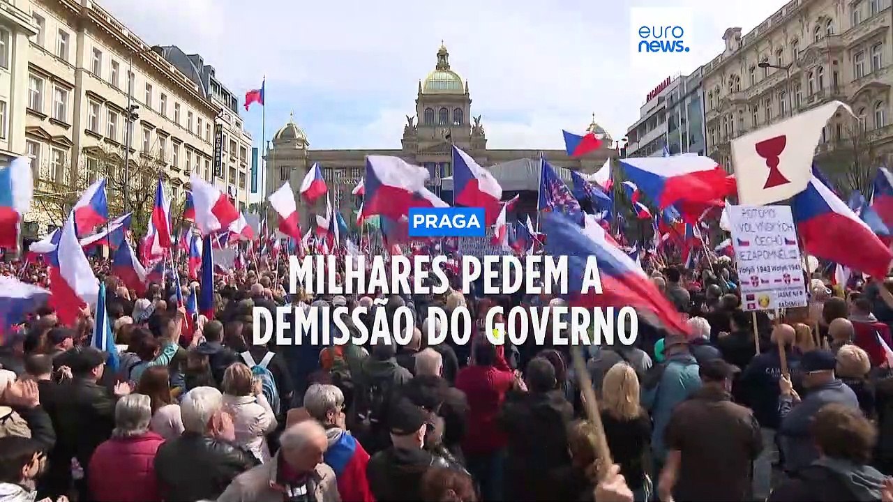 Protesto contra o governo checo em Praga