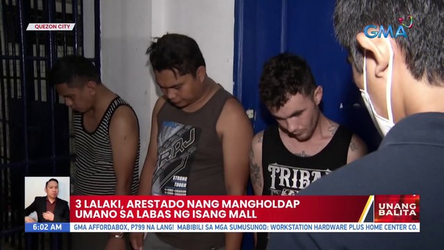 3 lalaki, arestado nang mangholdap umano sa labas ng isang mall | UB