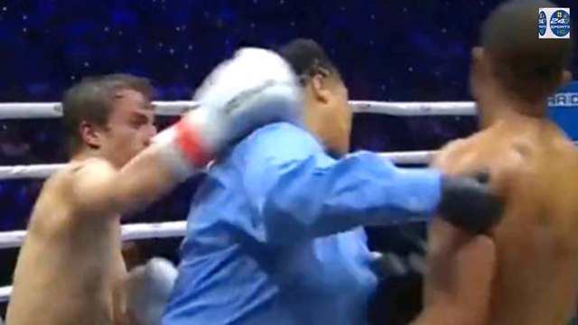 Female boxing referee punched in face by YouTube star as she steps in between fighters