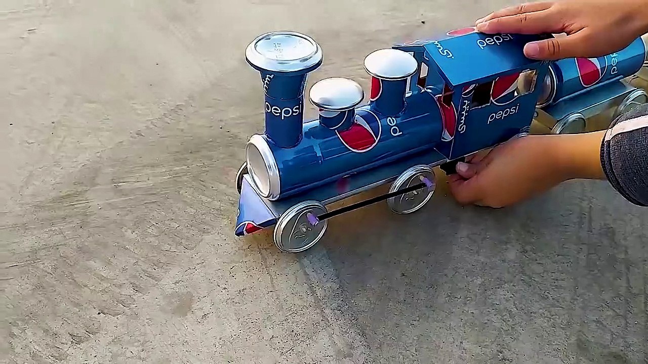 Make a longest toy train with Pepsi cans   Cars at Home - DIY_HD