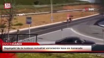 Başakşehir’de ön kaldıran motosiklet sürücüsünün kaza anı kamerada