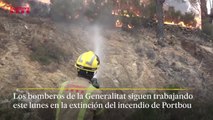 Los Bomberos continúan trabajando en la extinción del incendio de Portbou (Girona)