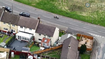 Yorkshire crime: Drone footage shows motorbike rider doing 'wheelies' before bike seized by police