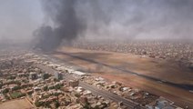 Drone footage shows plane burning at Sudan’s Khartoum airport as fighting continues