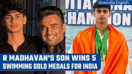 下载视频: Actor R Madhavan beams with pride as son Vedaant wins 5 gold medals for India | Oneindia News