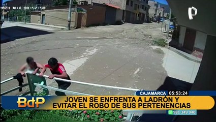 Joven se enfrenta a ladrón en Cajamarca.