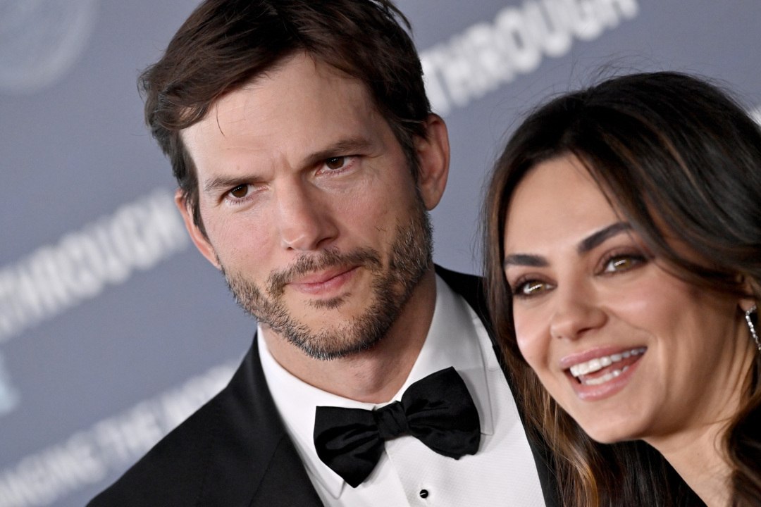 Mila Kunis Wore a Sheer Top Underneath Her Sequined Suit for a Red Carpet Date With Ashton Kutcher
