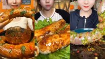 ASMR Chinese YUMMY FOOD——Northeast Big Blood Sausage, Chinese Food Eating, Yummy Food, Spicy Food.
