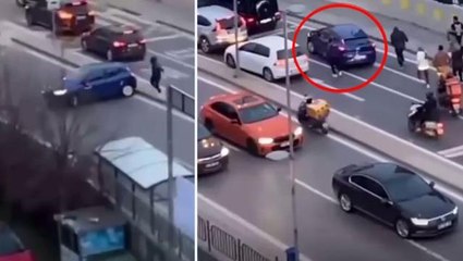 Filmleri aratmayan senaryo! Kazanın ardından kaçmak isteyen aracın peşinden koştular