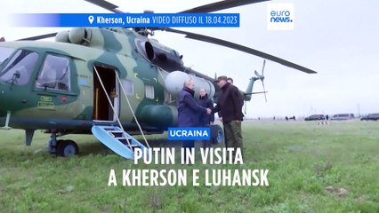 Download Video: Ucraina: il presidente russo Putin visita una base militare vicino Kherson