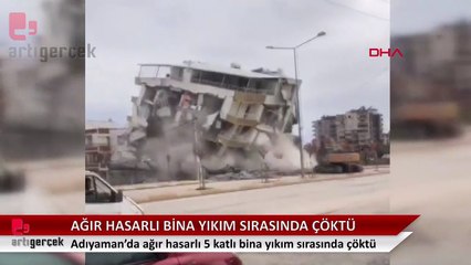 Ağır hasarlı bina yıkım sırasında çöktü