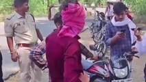 खंडवा: यातायात के नियमों का उल्लंघन करने वालों पर पुलिस ने की कार्रवाई