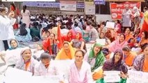 इंदौर: आशा उषा कर्मचारियों की हड़ताल का 35 वा दिन,भूख हड़ताल की दी चेतावनी