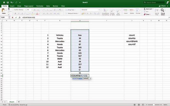 count, counta, countBlank & countIf Functions in MS Excel Explained | MS Excel Formulas | Programming Hub