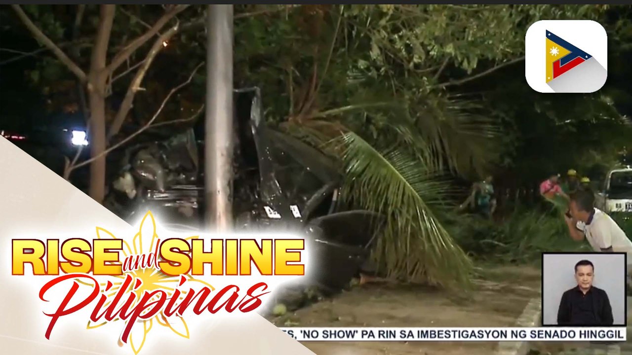 Kotse, sumampa sa bangketa at inararo ang maliliit na puno ng niyog sa Roxas Blvd. sa Pasay;