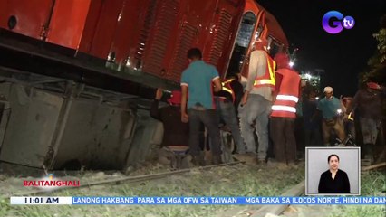 Tren ng Philippine National Railways na tumagilid at nadiskaril, hindi pa rin natatanggal | BT