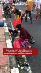 Usai pawai HUT Kota Gianyar ke-252, pemudi STT Widya Dhri Sedana langsung terjun membersihkan sampah yang dibiarkan begitu saja di jalan, Selasa (18/4).