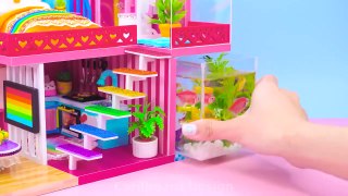 (Perfect) Build Miniature Hello Kitty House with Turtle Tank from Cardboard ❤️ DIY Miniature House