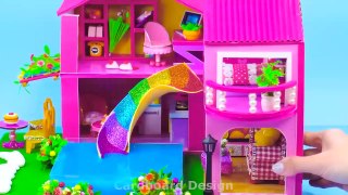 Build Pink Two Story $100 Million Resort with Cardboard Water Park ❤️ DIY Miniature Cardboard House