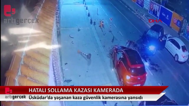 Hatalı sollama sonucu yaşanan kaza kamerada