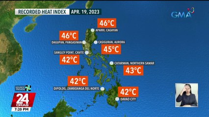 Heat index na 46°C, naitala sa ilang lugar sa bansa - Weather update today (April 19, 2023) | 24 Oras