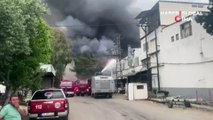 Mersin'de sanayi sitesinde yangın! Polis ekiplerinden TOMA'larla müdahale