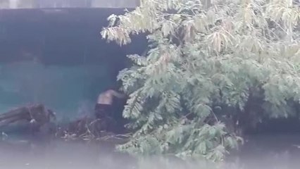 Rescate de mujer que quedó atrapada en puente vehicular