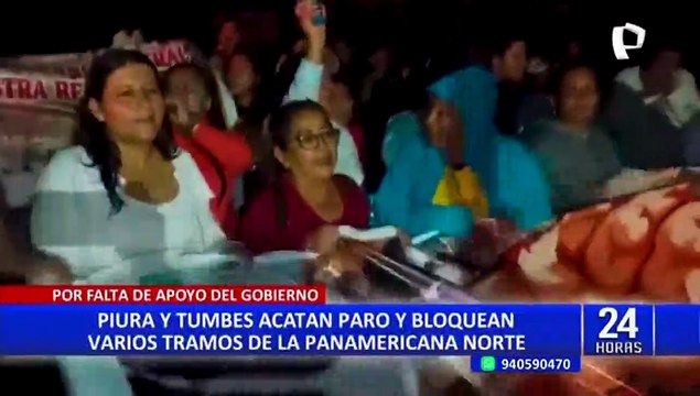 Piura y Tumbes acatan paro y bloquean varios tramos de la Panamericana Norte