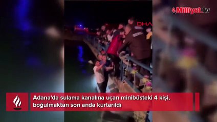 Kanala uçan minibüsteki 4 kişi boğulmaktan son anda kurtarıldı