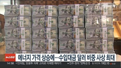 에너지 가격 상승에…수입대금 달러 비중 사상 최대