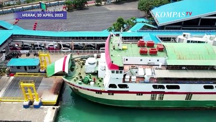 Pantauan Udara Volume Kendaraan Pemudik Meningkat di Pelabuhan Merak, Kamis 20 April 2023 Siang
