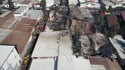 Mersin'de itfaiye erinin hayatını kaybettiği yangın alanı böyle görüntülendi