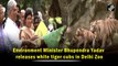 Environment Minister Bhupendra Yadav releases white tiger cubs in Delhi Zoo