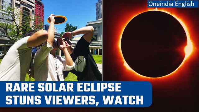Hybrid Solar Eclipse: Rare eclipse wows stargazers in Indonesia, Australia | Watch | Oneindia News