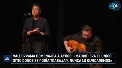 Valderrama homenajea a Ayuso: «Madrid era el único sitio donde se podía trabajar, nunca lo olvidaremos»