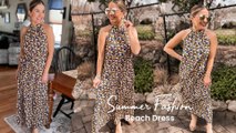 Womens Summer Casual Ruffle Sun Dress Flowy Dress
