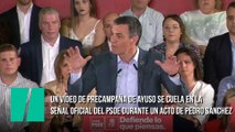Un vídeo de precampaña de Ayuso se cuela en la señal oficial del PSOE durante un acto de Pedro Sánchez